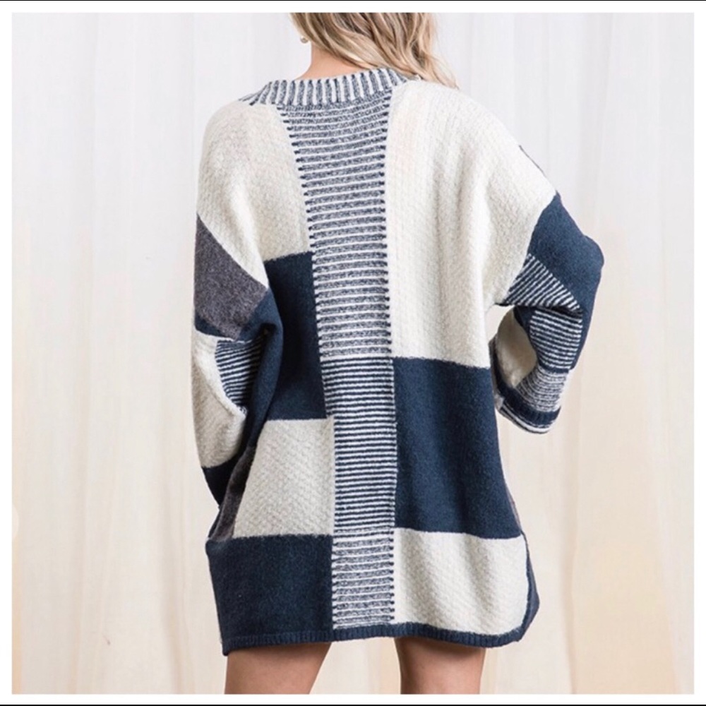 💼 Knit Color-block Cardigan Sweater - Picture 4 of 5